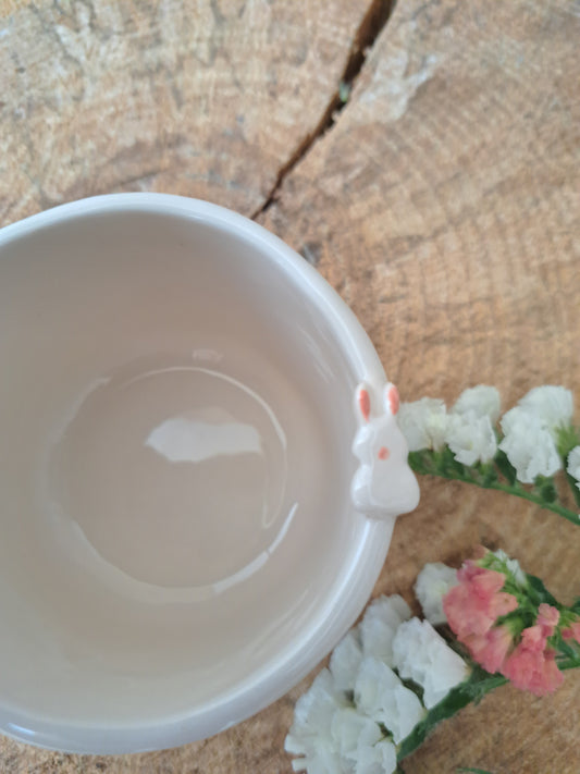 Chávena - coelho rebordo + pintas cor