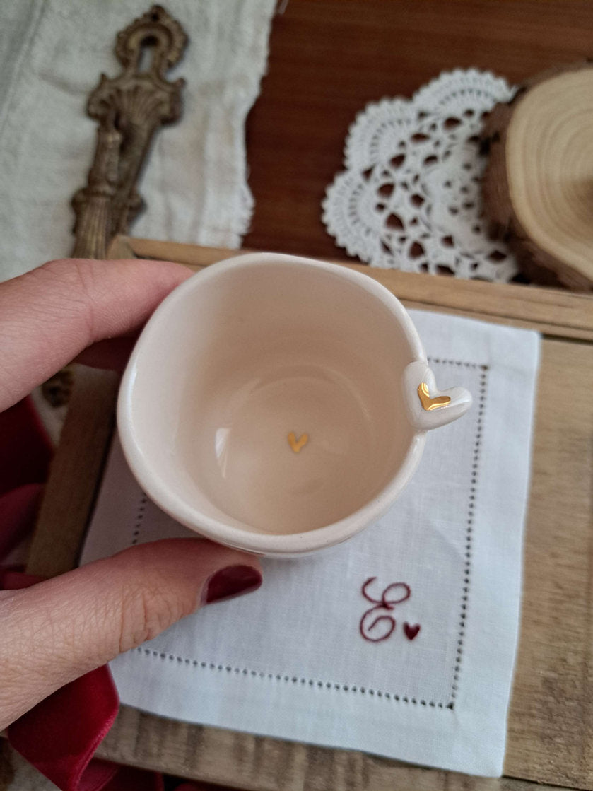 Pack Chávena + base em linho com inicial