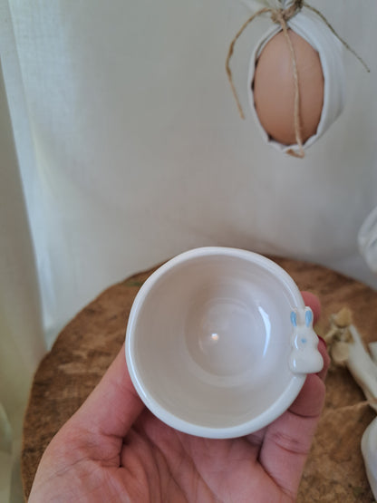 Chávena - coelho rebordo + pintas cor