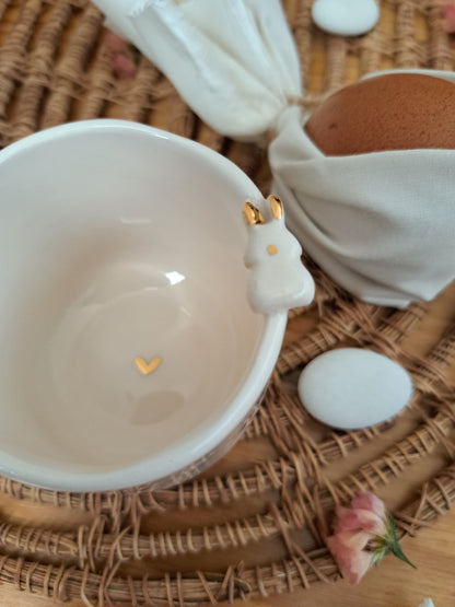 Chávena - coelho - detalhes em ouro