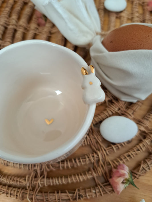 Chávena - coelho - detalhes em ouro