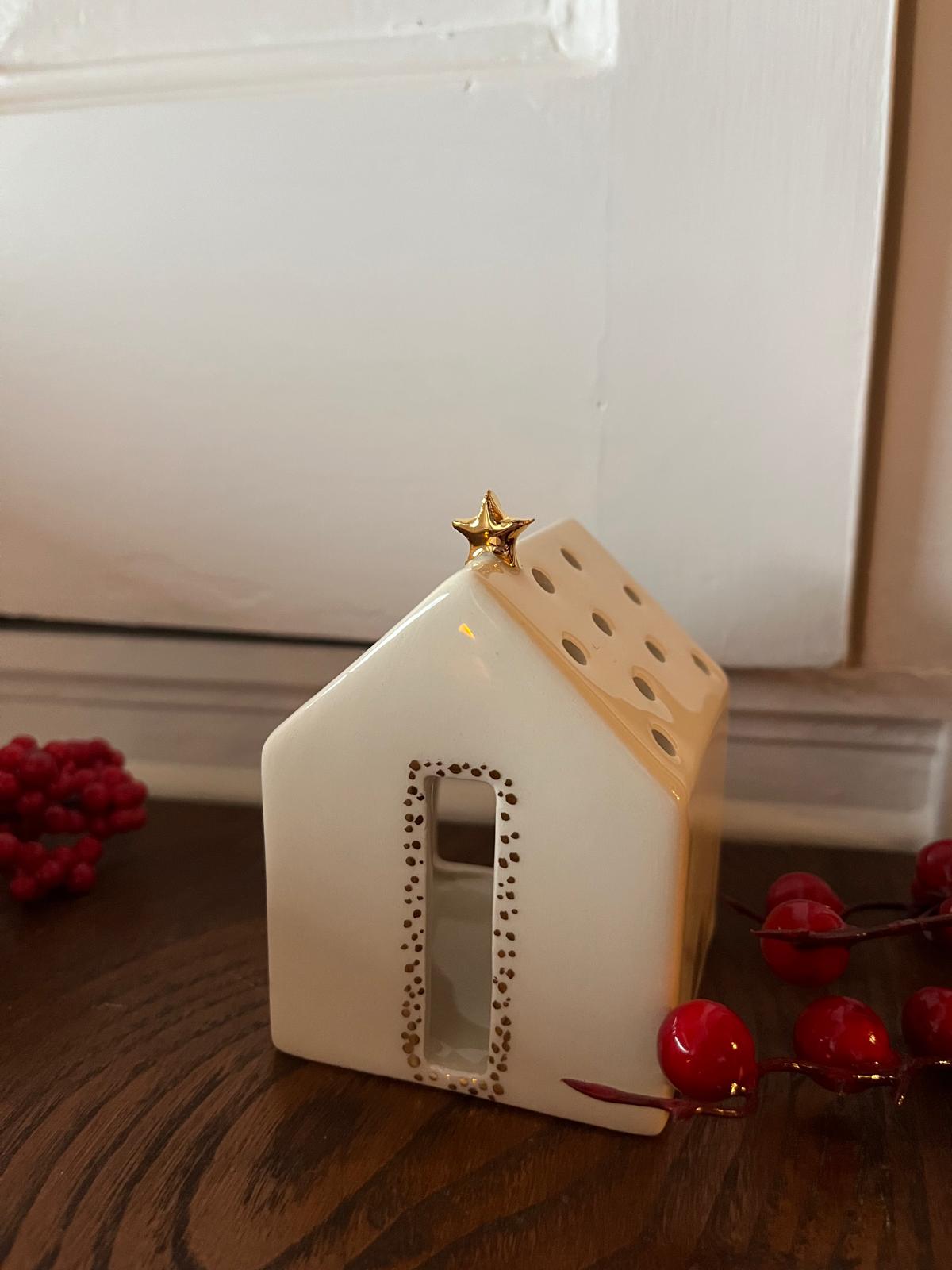 Lanterna casinha estrela dourada