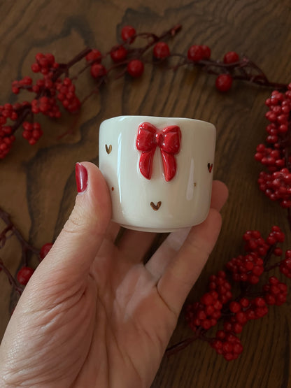 Pack - Pendente coração "Feliz Natal" + Chávena Laço Vermelho