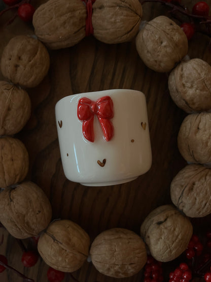 Pack - Pendente coração "Feliz Natal" + Chávena Laço Vermelho