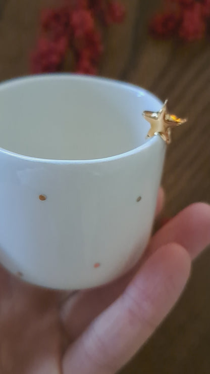 Chávena - 1 estrela rebordo + pintinhas ouro