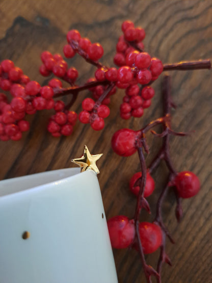 Chávena - 1 estrela rebordo + pintinhas ouro